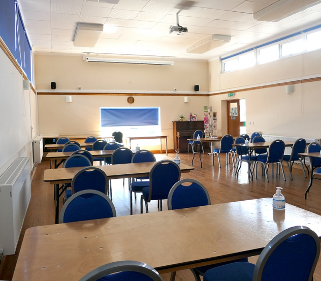 main hall view with tables